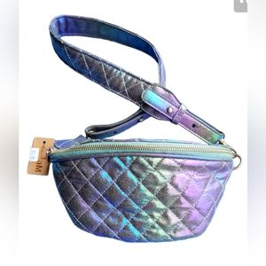 Hello 3AM Fanny Pack, 100% Polyurethane, 4"x 7", Rainbow Iridescent
